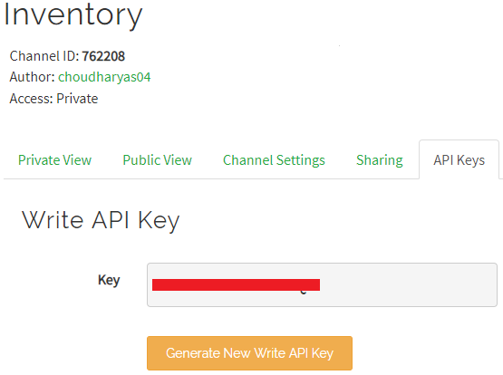API Key for ThingSpeak Web Page