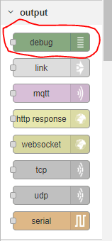 Add Debug Block in Node-Red Flow