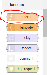 Add Function in Flow in-Node-RED