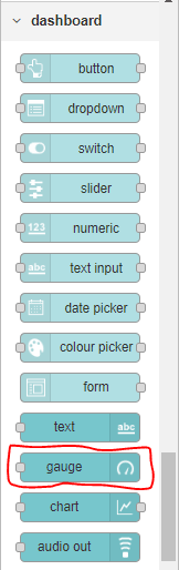 Add Gauge Block in Node-Red Flow