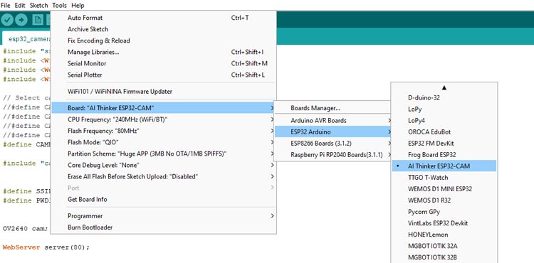 Arduino IDE ESP32 Cam Installation