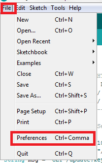 Arduino IDE Settings