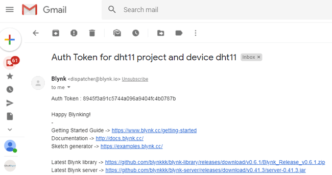 Auth Token for IoT based Temperature and Humidity Monitoring