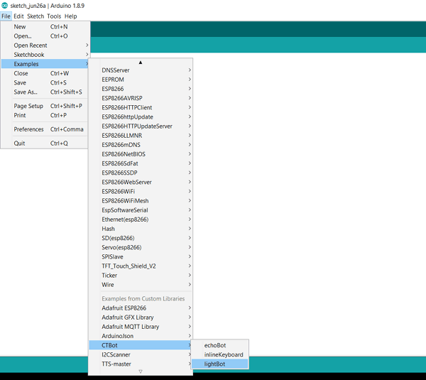 CTBot library in Arduino
