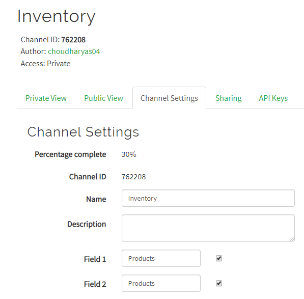 Creating Channel on Thingspeak Web Page