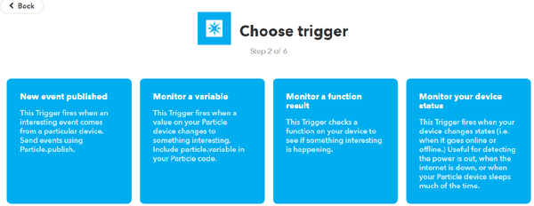 Choose Trigger on IFTTT for Sending Warning Message