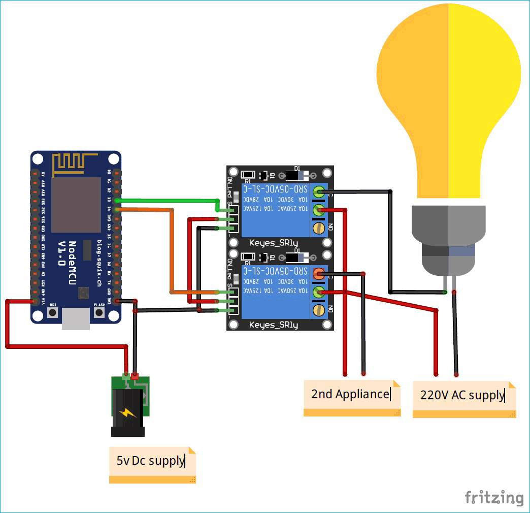 Circuit Diagram for Amazon Echo controlled Home Automation