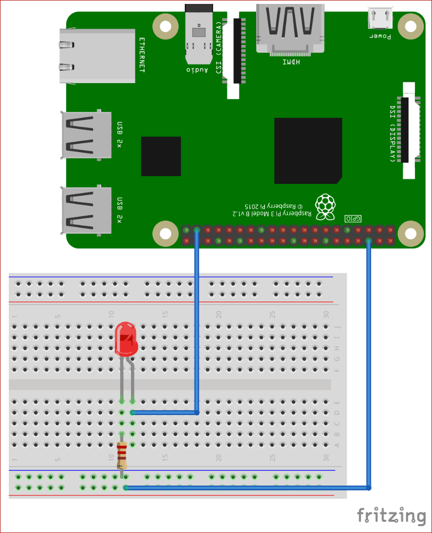 Circuit Diagram for Controlling LED using Raspberry Pi and Telegram Bot