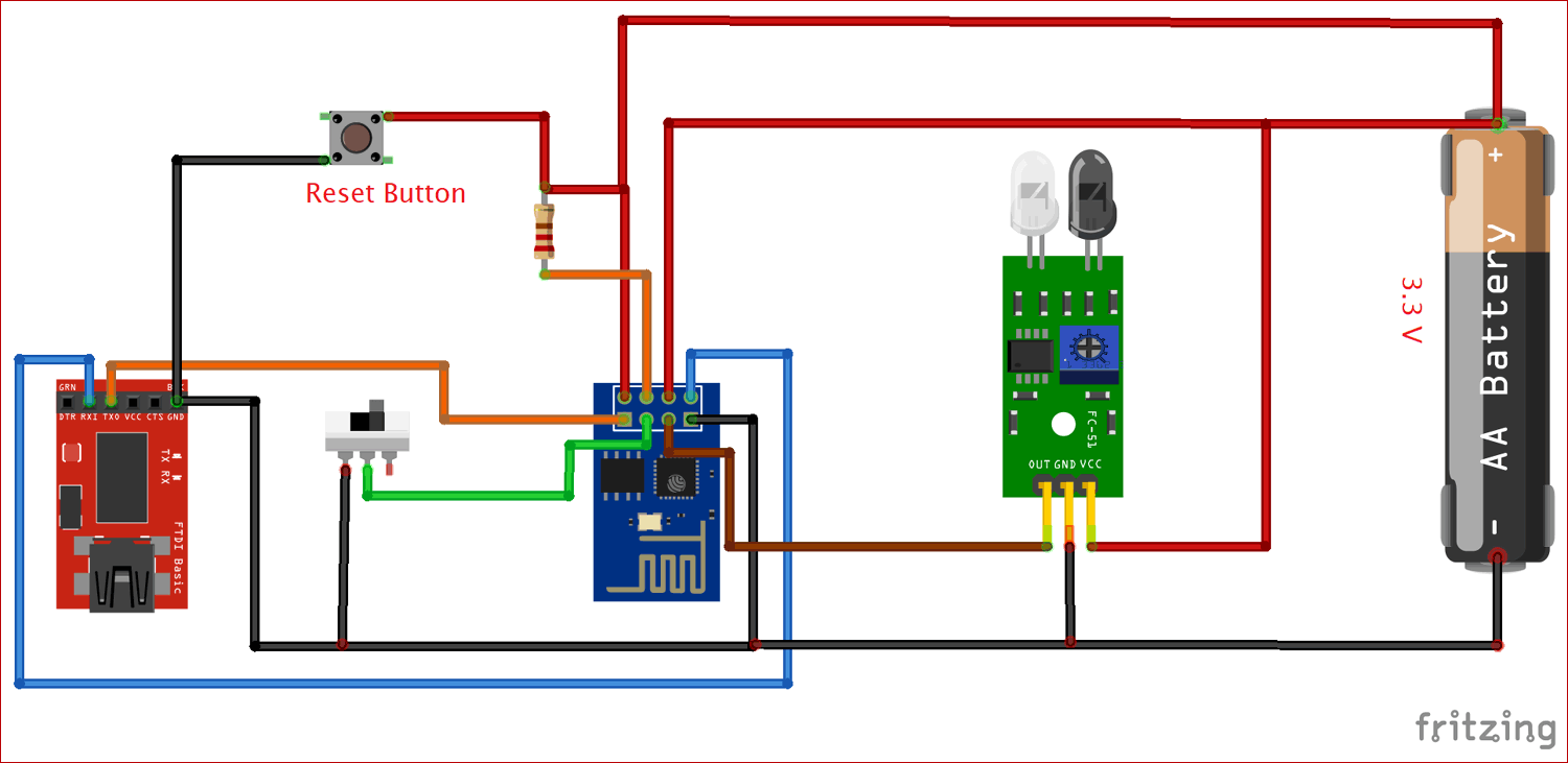 Circuit Diagram for IOT based Medicine Reminder System with Email Alert
