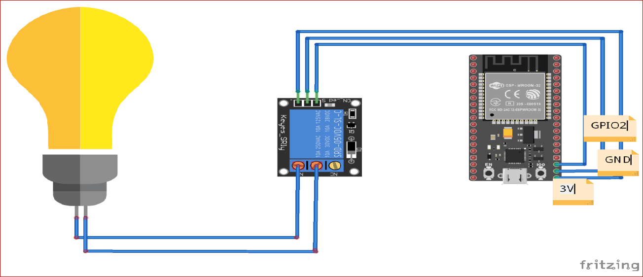  Circuit Diagram for IoT Home Automation using Blynk App using ESP32