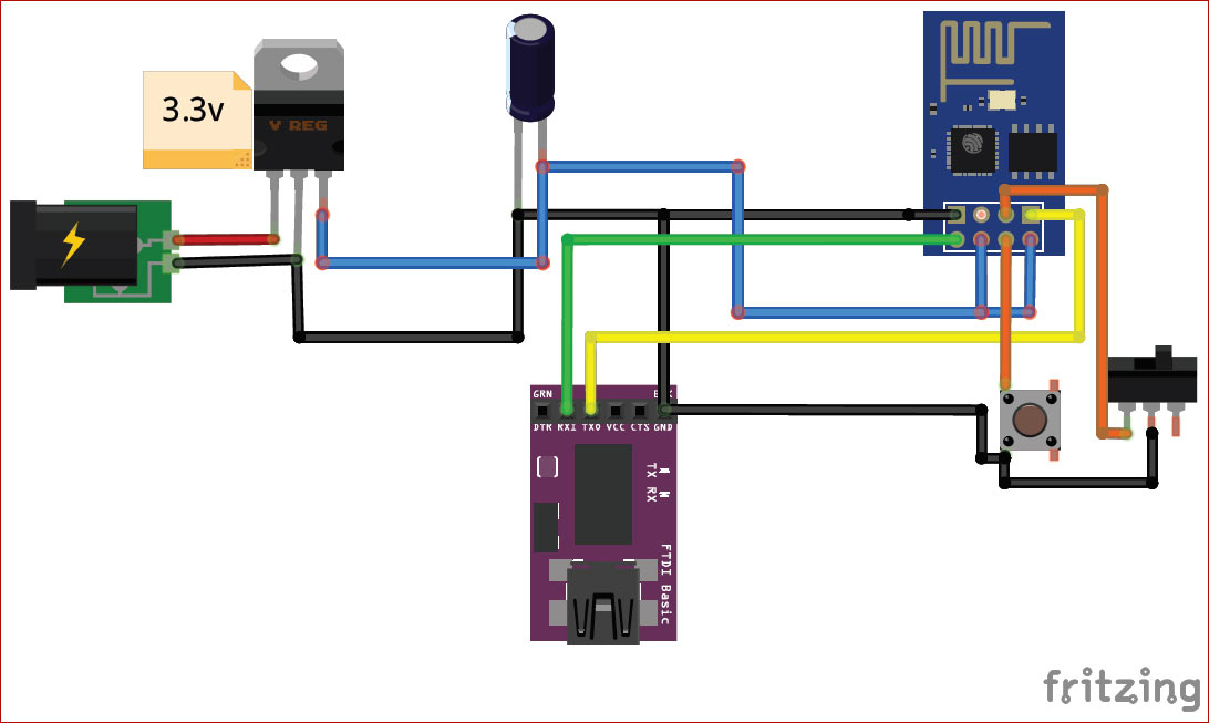 Circuit Diagram for Programming ESP8266 using Arduino IDE