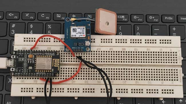 Circuit Hardware for GPS Module Interfacing with NodeMCU ESP8266