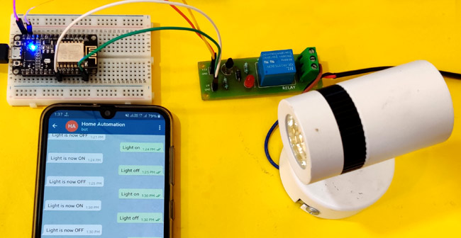 Circuit Hardware for Telegram Controlled Home Automation using NodeMCU ESP8266
