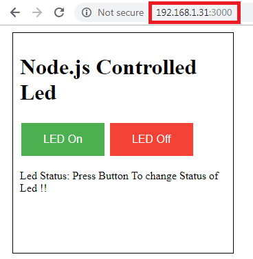 Controlling LED via-Node.js Webserver