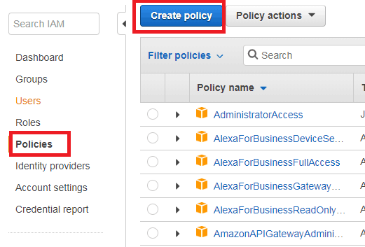 Create Policy on AWS for Connecting AWS IoT with ESP8266