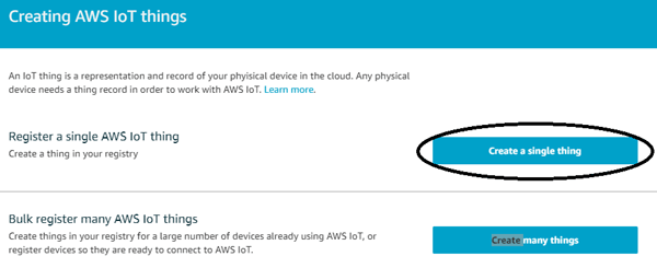 Create a Thing on Amazon AWS IoT