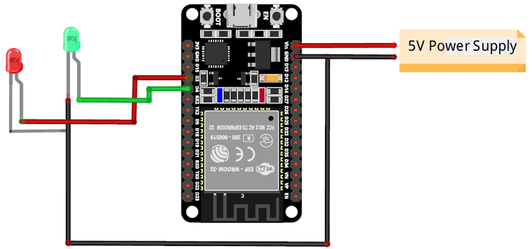 ESP32 Deep Sleep Mode Circuit Diagram