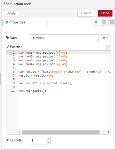 Edit Temp Function Mode in Node-Red Flow