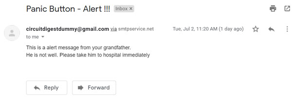 Getting Mail from IoT based Panic Button using ESP8266-01