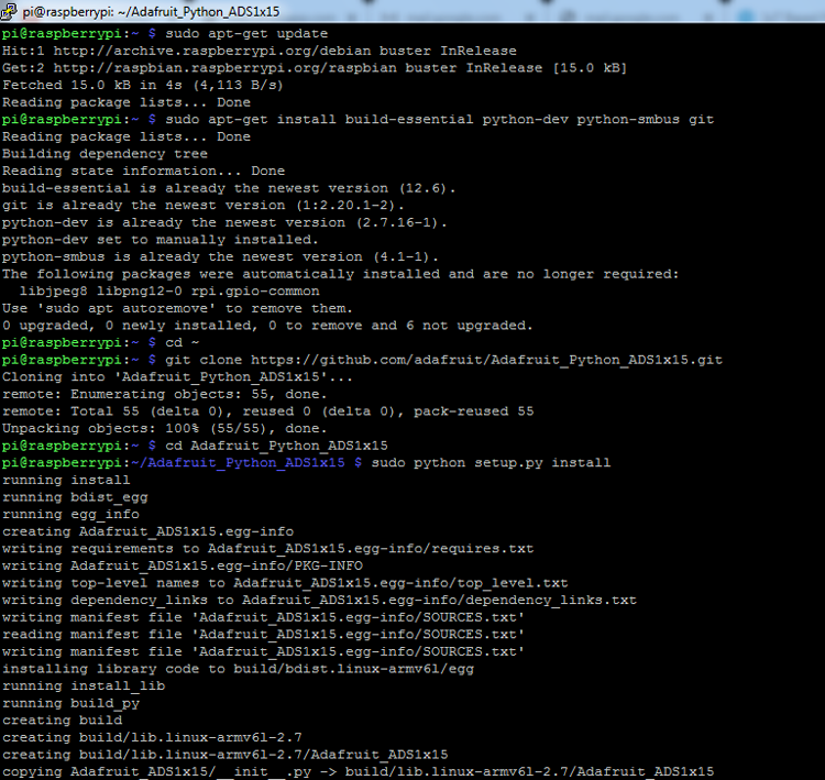 Installing ADS1115 Python Library