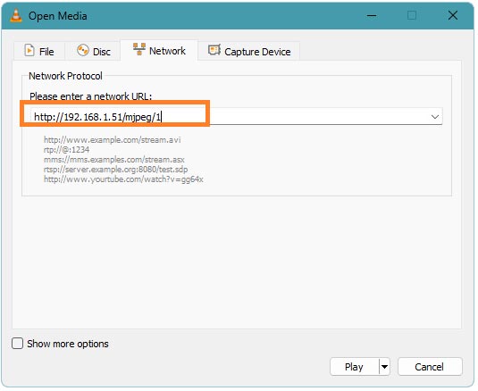 Network URL on VLC Player