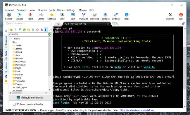 Open Terminal Window for Login into Raspberry Pi