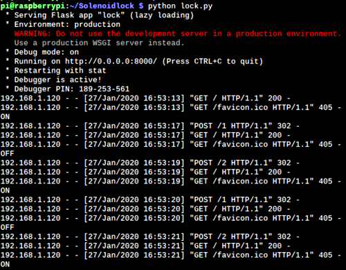 IoT Based Solenoid Door Lock Serial Monitor