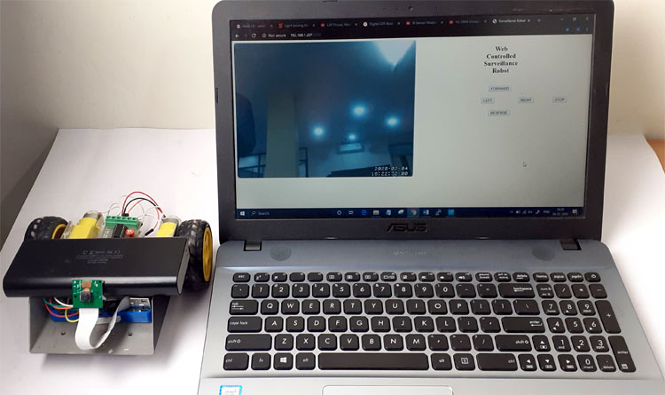 Raspberry Pi Surveillance Robot Working
