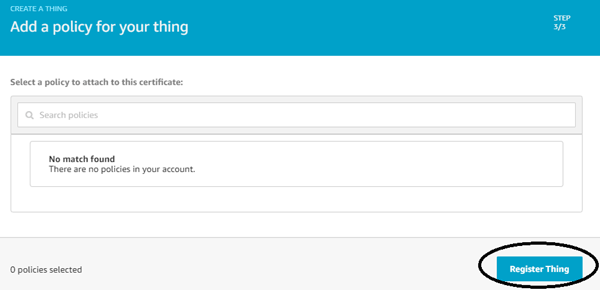 Register Thing on Amazon AWS IoT