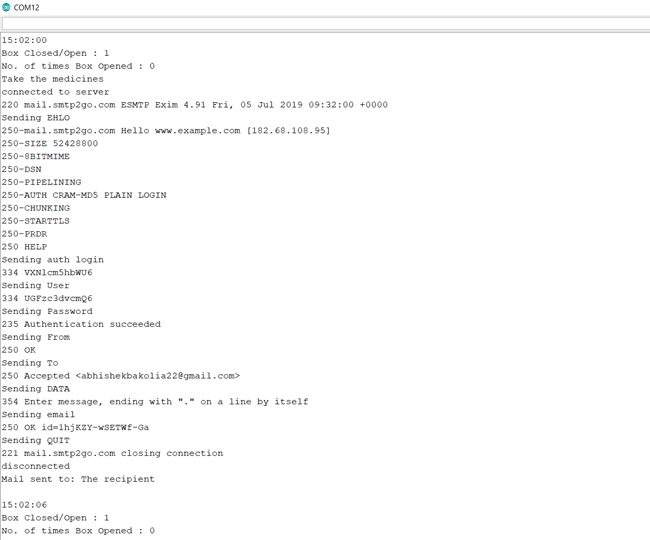 Reminder to take medicines using SMTP2GO
