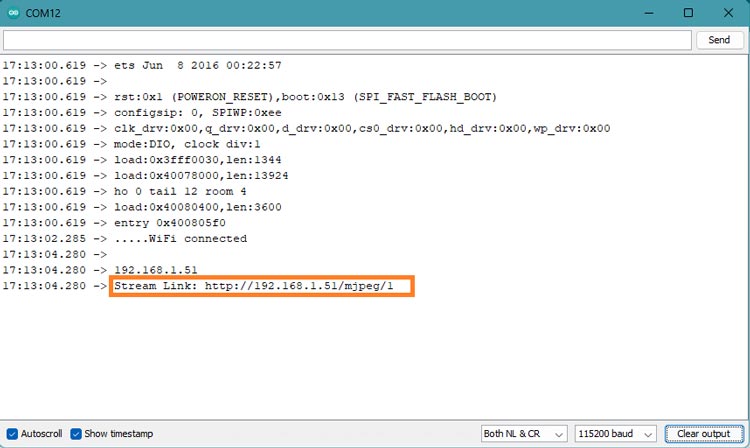 Serial Monitor Window for Output
