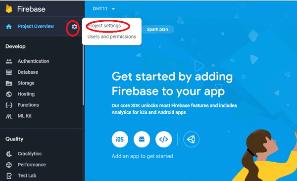 Setup Project on Google Firebase for Data Monitoring