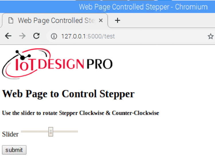 Stepper Motor Controlling Web Page
