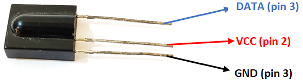 TSOP1738 IR Receiver Pinout
