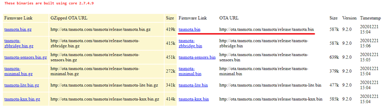 Tasmota Firmware Download