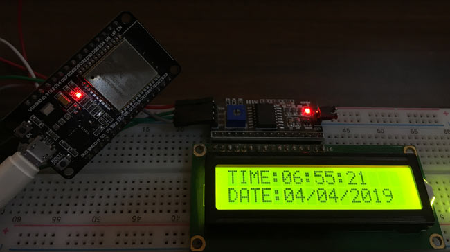 Testing Internet Clock using 16x2 LCD and ESP32