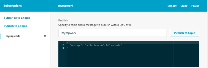 Thing Tested on Amazon AWS IoT