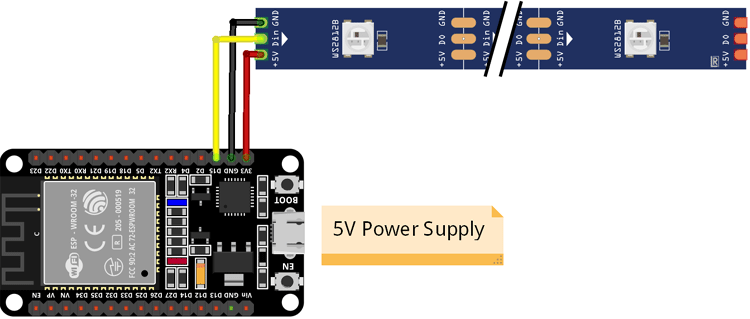 WS2812 ESP32 Circuit Diagram