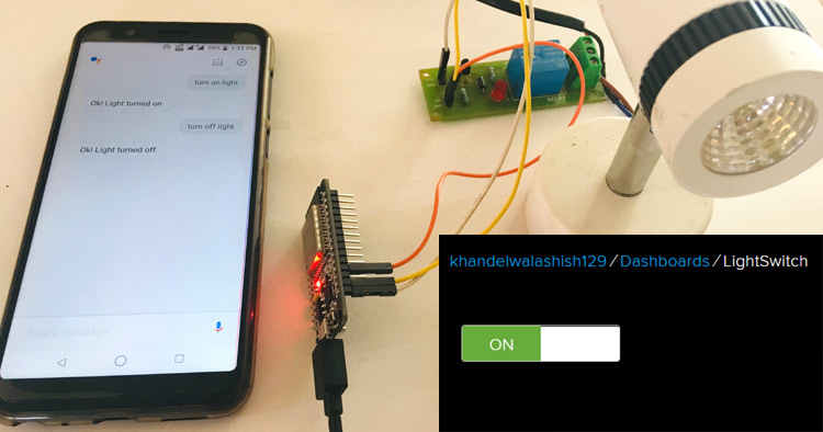 Google Assistant controlled Home Appliances using ESP32 and Adafruit IO