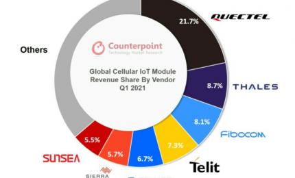 Worldwide Cellular IoT Module Revenue Increased by 50% YoY during Q1 2021
